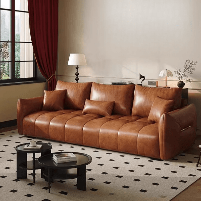 Contemporary Cocoa Standard Sofa Stain Resistant Solid Color with 2 Pillows for 5-seater/Seats 4/3-seater - image 3