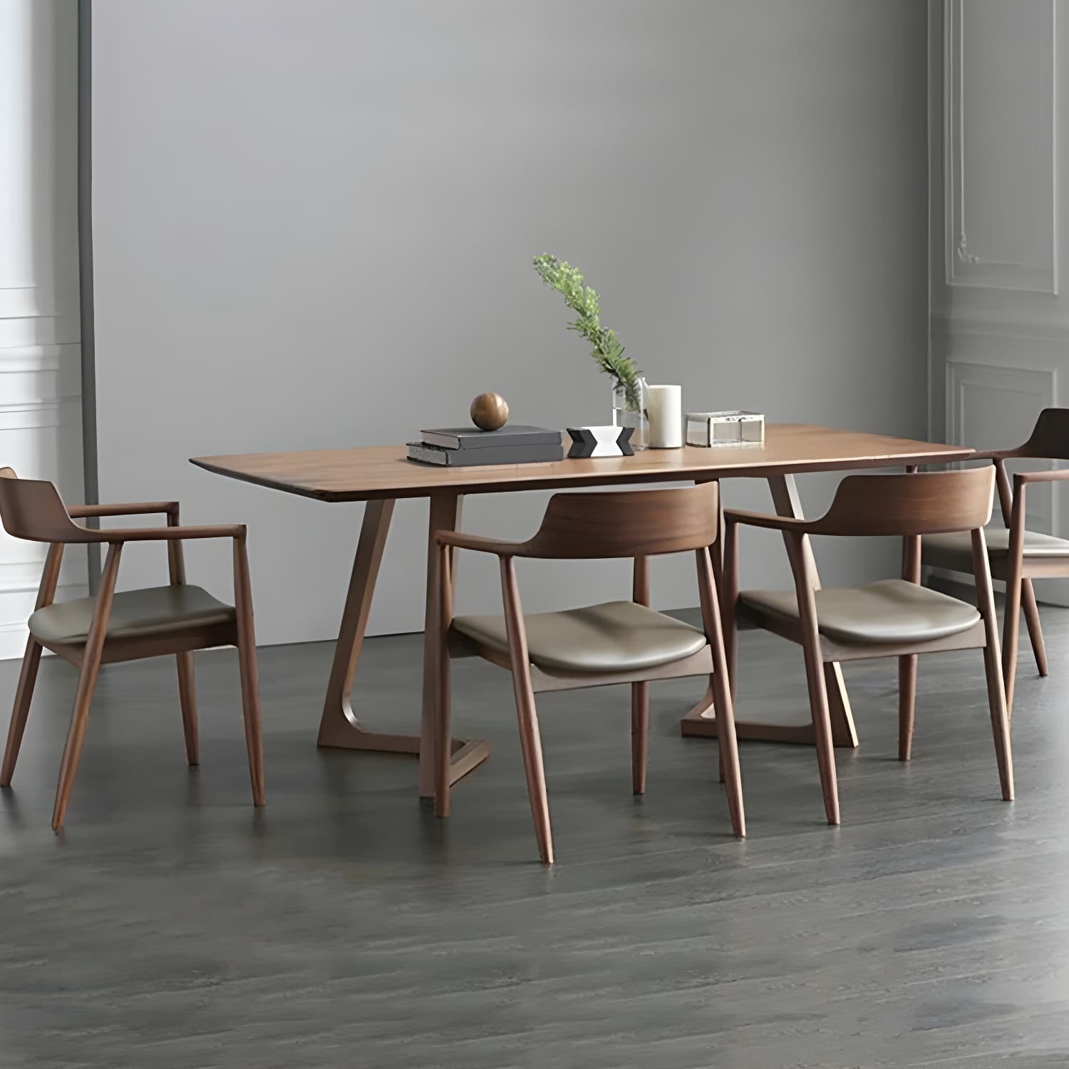 Modern 1/2/4/5 Pieces Dining Set Solid Wood Double Pedestal Dinette Set