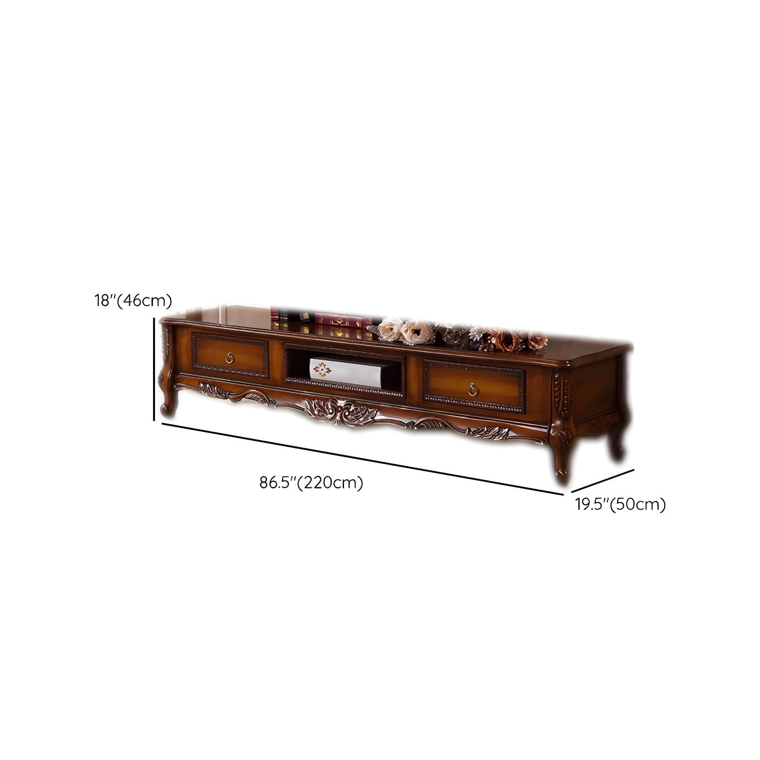 Scandinavian Brown TV Stand with Drawers & Shelves and Low Height featuring Open Storage - image 10