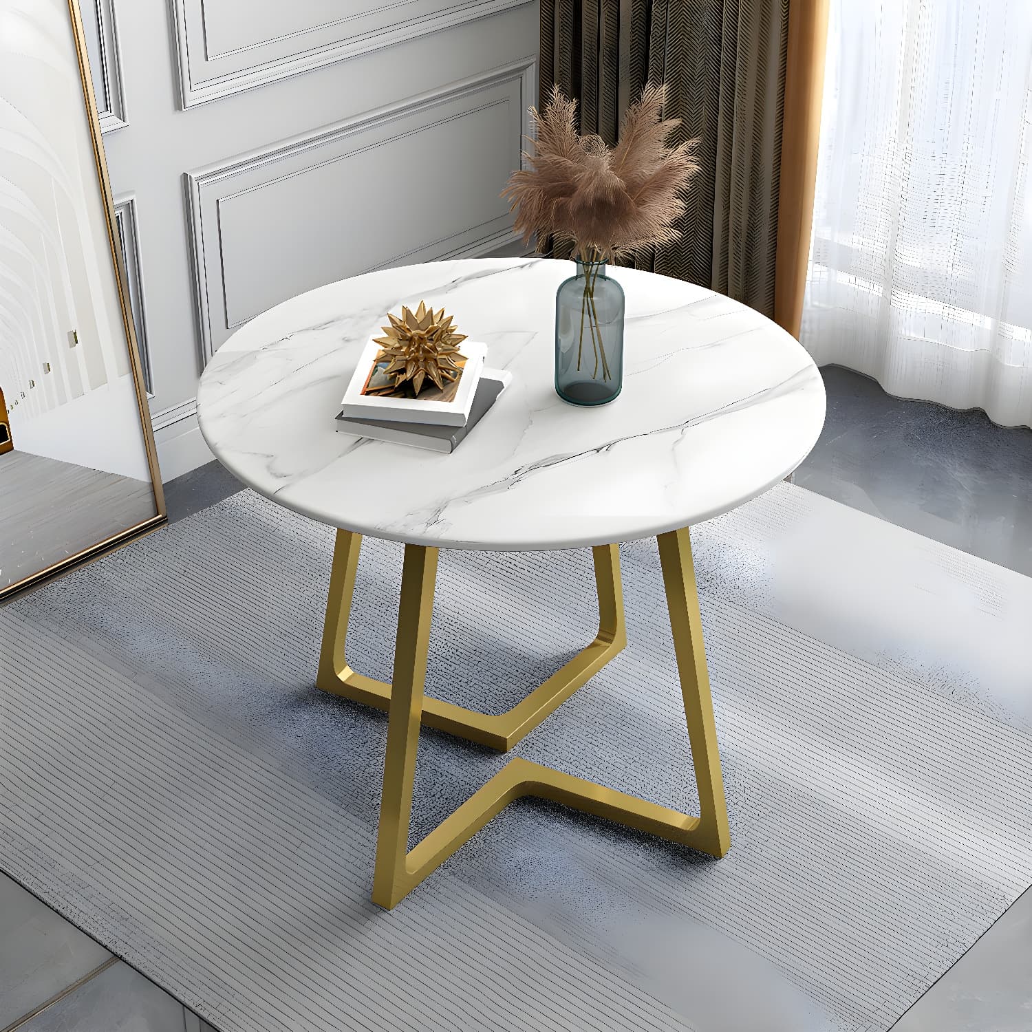 Contemporary Round Dining Table Sintered Stone Dining Table for Dining Room - image 3