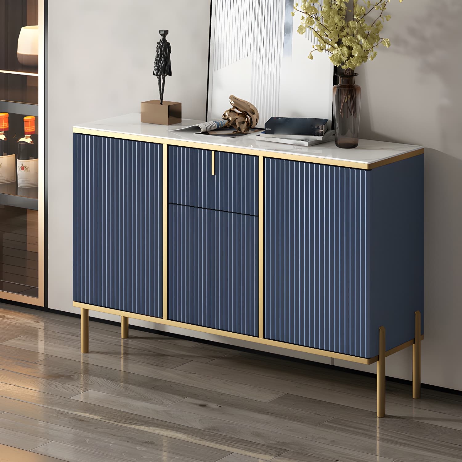 Glam Sideboard Stone Top Sideboard with Door for Living Room - image 7