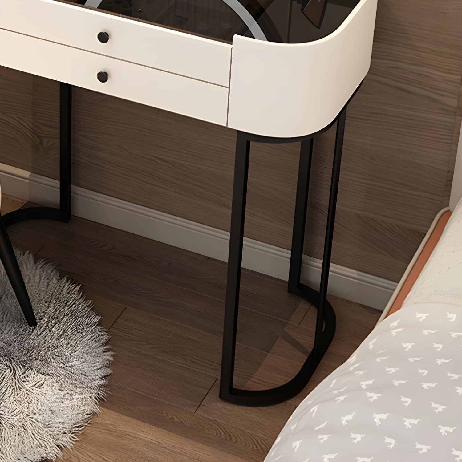 Modern 2 - Drawer Vanity Makeup Dressing Table Glass Top Vanity Set with Mirror and Stool - image 9