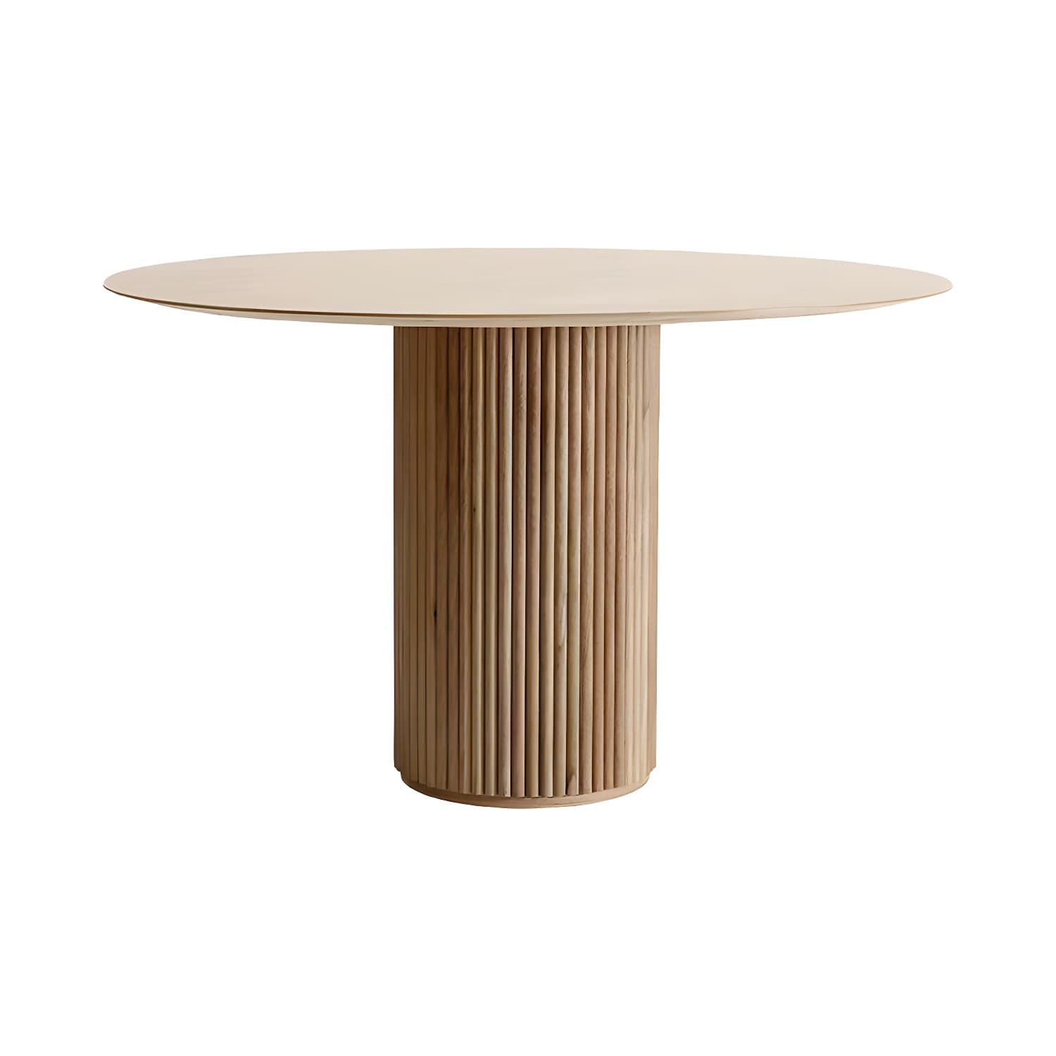Modern Round Dining Table Pine Solid Wood Pedestal Dining Table in Natural - image 5
