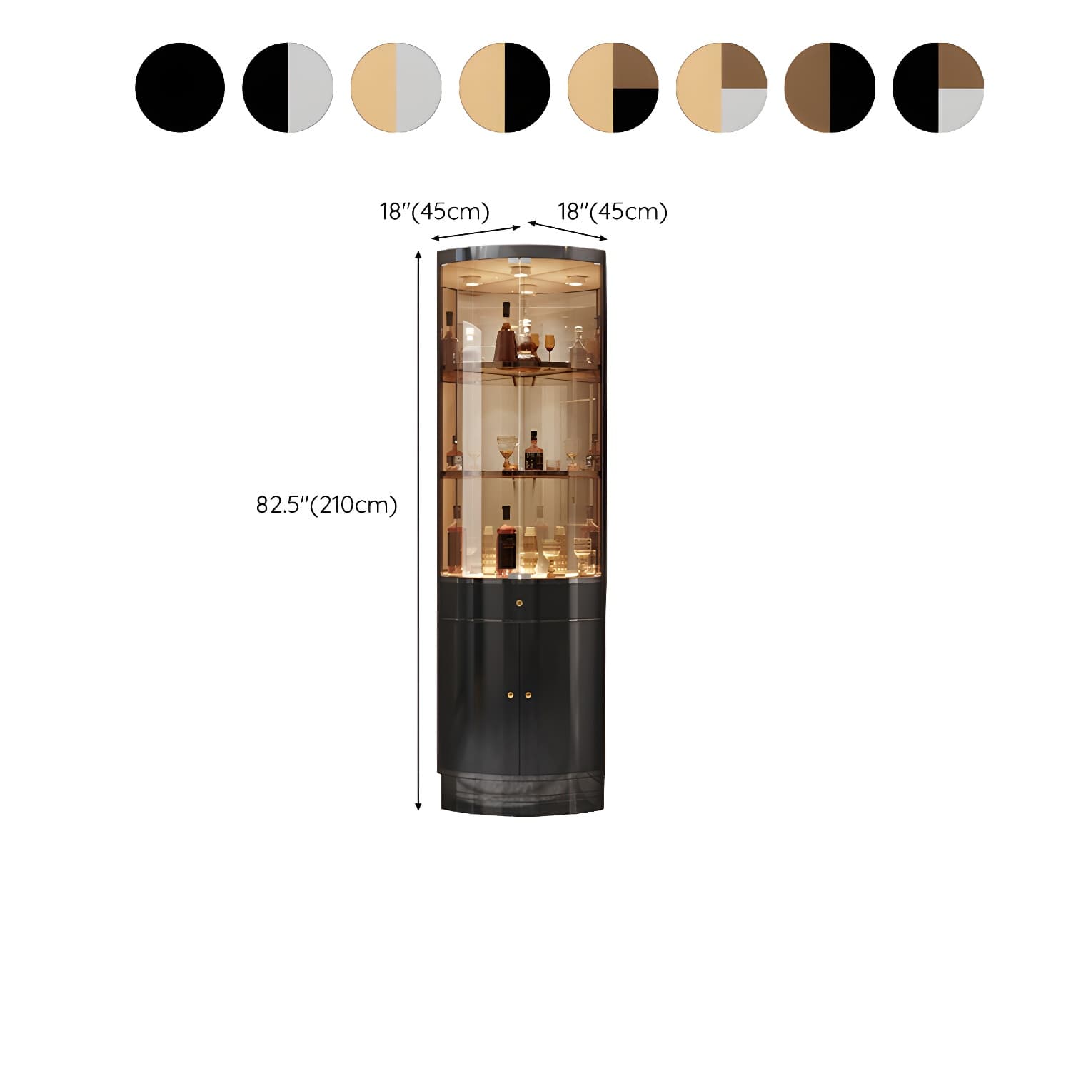 Glam Metal Corner Glass Paned Knobs Accent Cabinet with Shelves - image 25