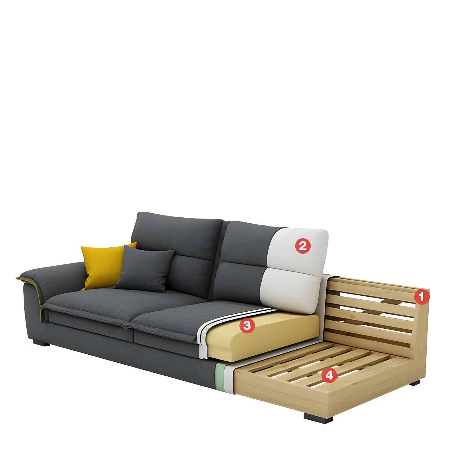 Modern Gray Cotton and Linen Sectional Sofa with Wood Frame and Storage Included - image 6