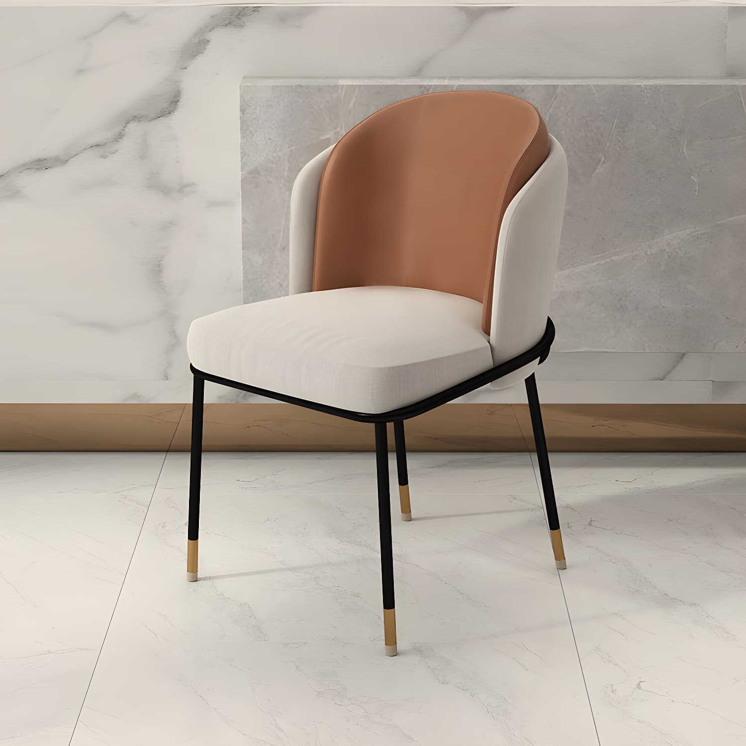 Upholstered Side Chair Modern Style Open Back Armless Chair for Dining Room