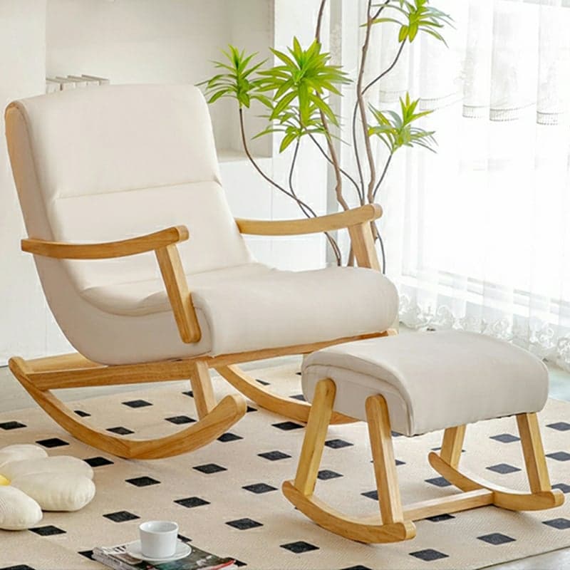 Modern Upholstered Rocking Chair with Track Arms and Ottoman for Stylish Interior Design - image 8