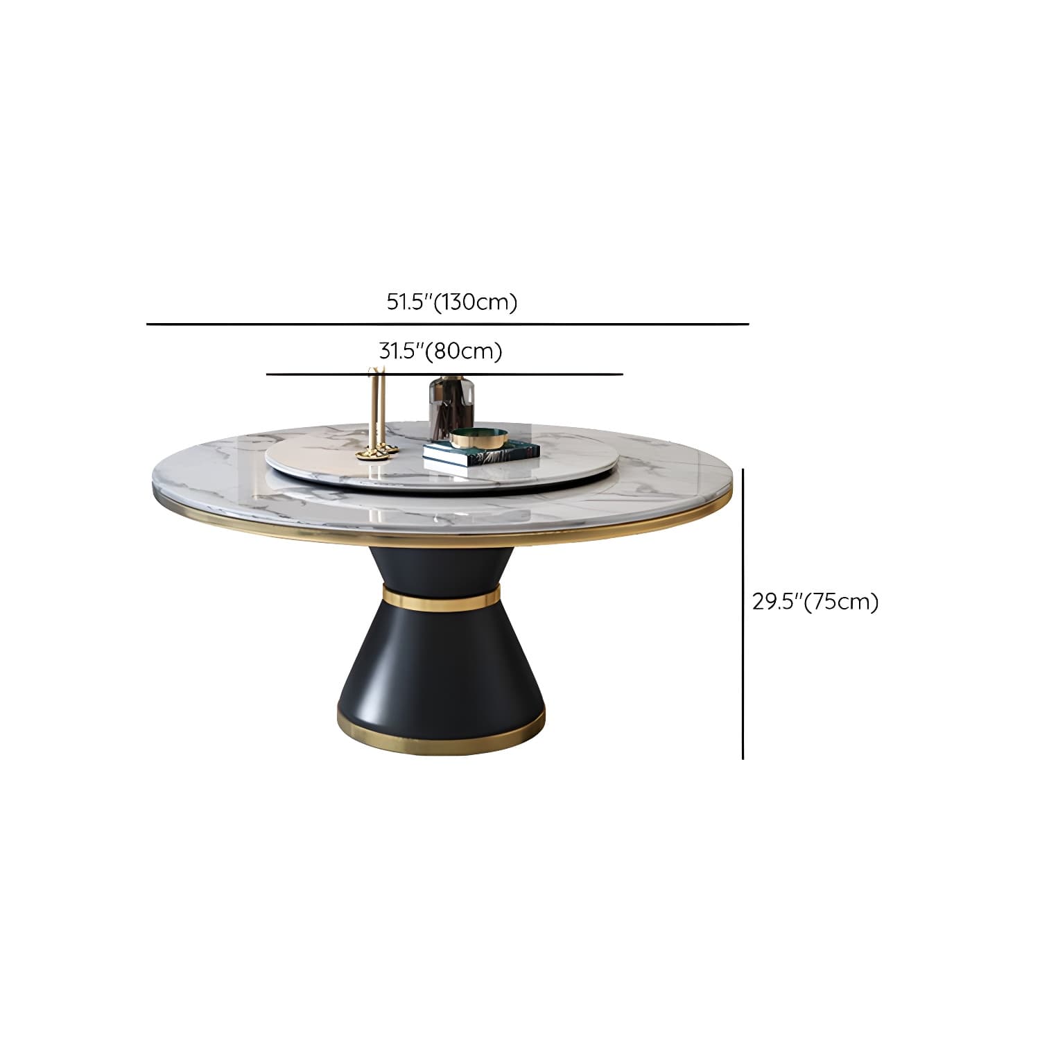 Glam Round Marble Dining Set in White with Black Metal Pedestal Base - 1/5/7 Piece Set - image 13