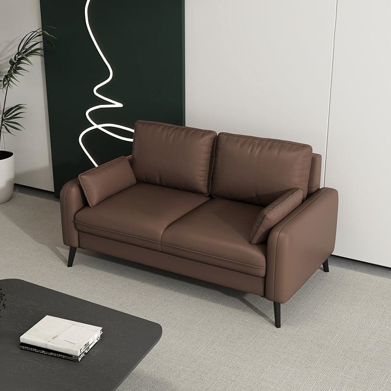 Modern Solid Color Loveseat with Square Arm and Wide Pillow Back for Living Spaces