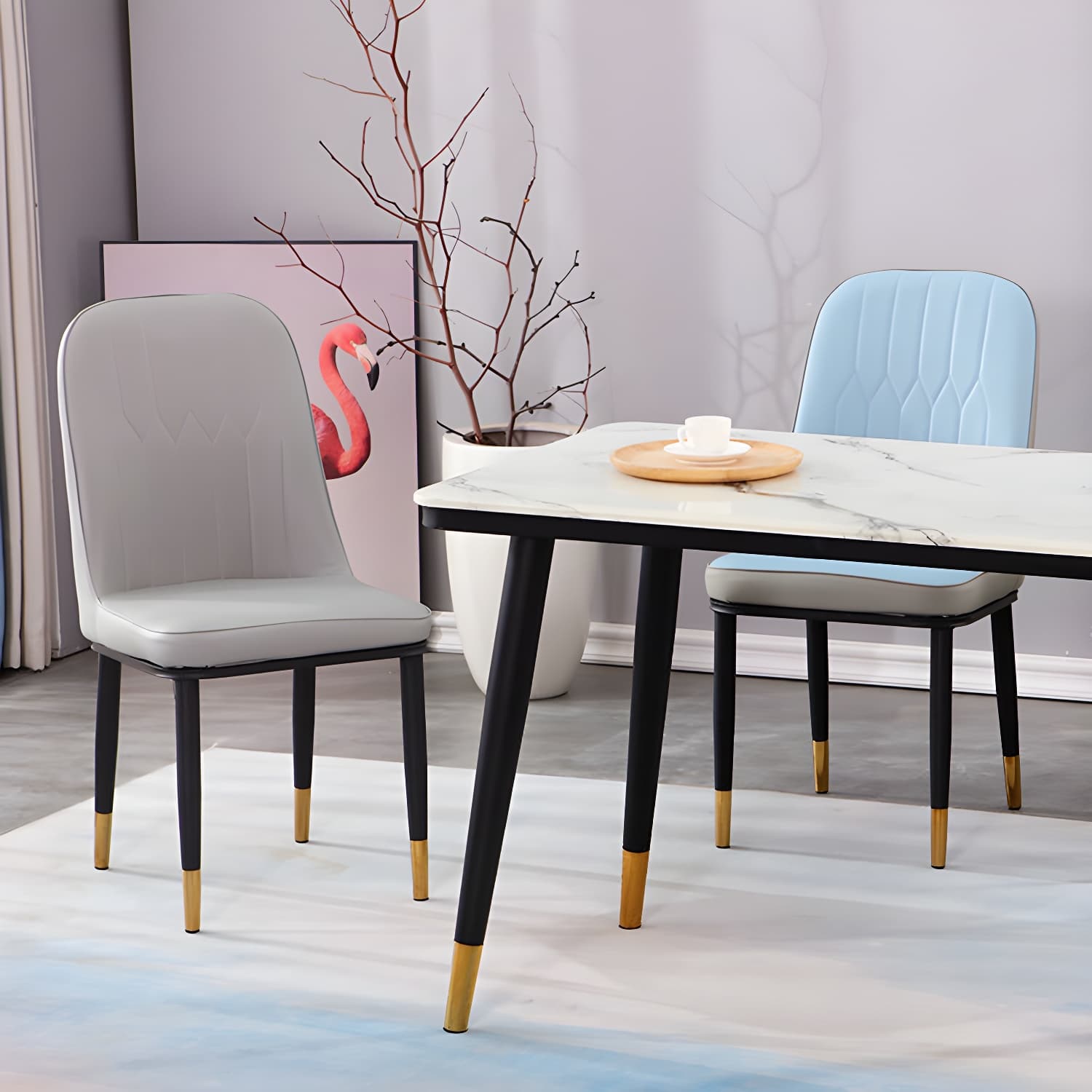 Nordic Style Kitchen Metal Dining Chair Dining Parsons Armless Side Chairs - image 19