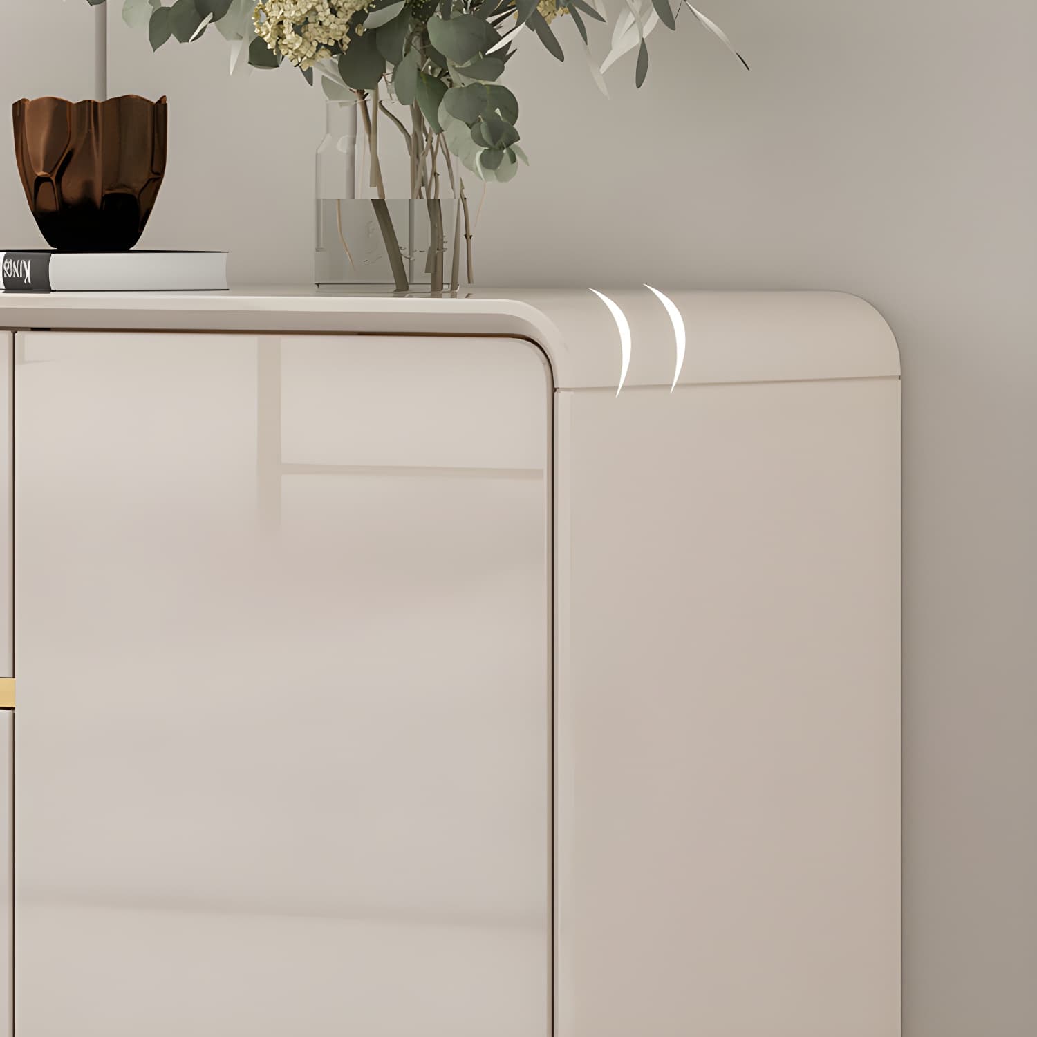 White Glam Sideboard Credenza with Adjustable Shelving and 3 Drawers - image 7