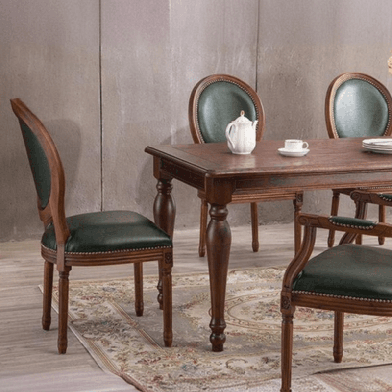 Traditional Antiqued Wood Sturdy Nailhead Trim King Louis Arm Chair/Armless Chair with Outlined and Foot Pads - image 6