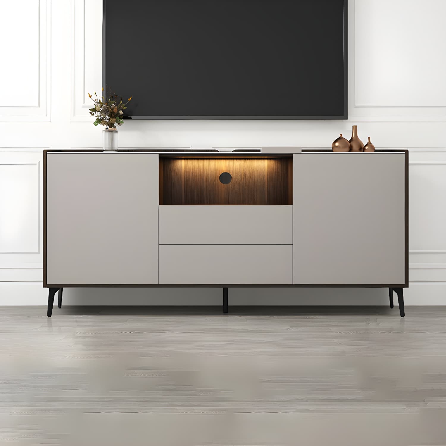 Contemporary Style Stone TV Stand 2 Doors and 2 Drawers TV Cabinet - image 15