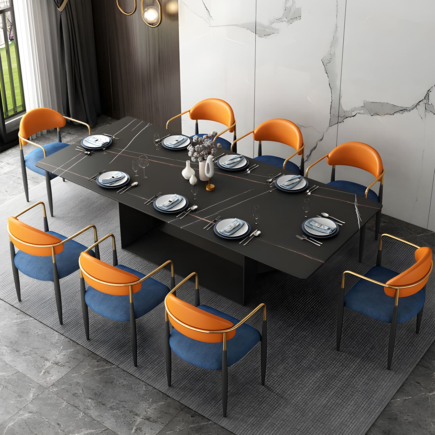 Modern Style Arm Chair Open Back Dining Chair with Metal Legs - image 20