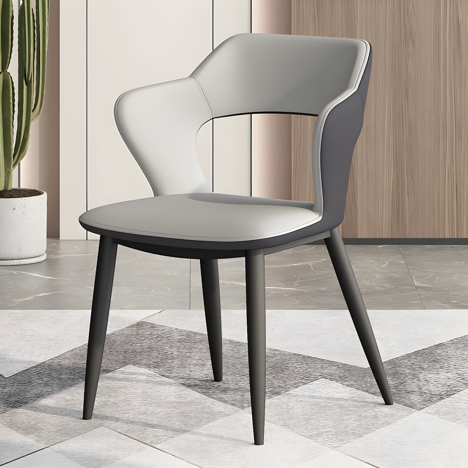 Metal Modern Indoor Side Chair with Arms Matte Finish Open Back Dining Chair - image 6