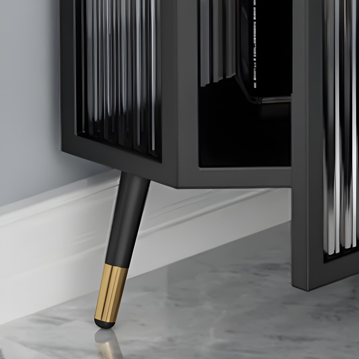 Urban Modern Iron Corner Accent Cabinet with Glass Doors and Exterior Shelving - image 10