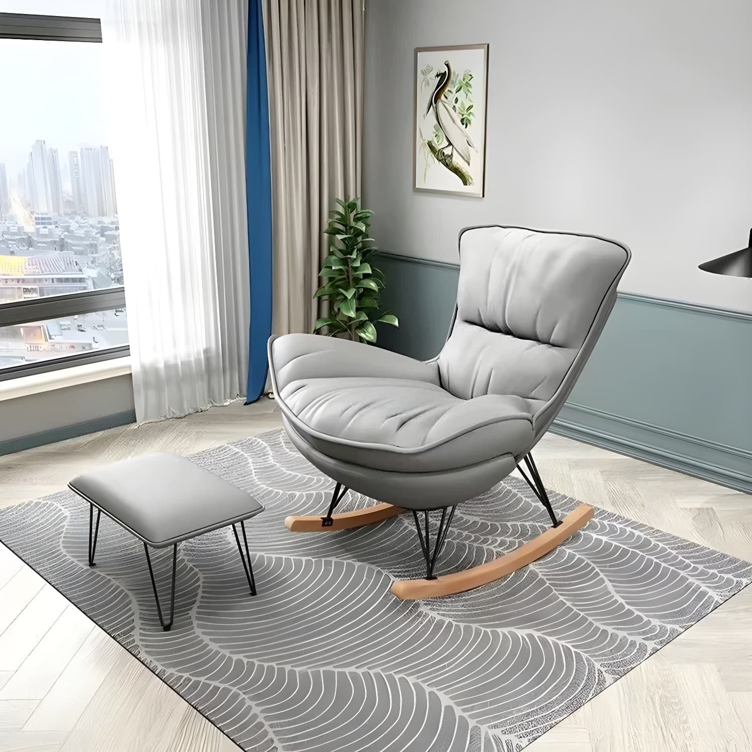 Contemporary with Light Legs Living Room Spindle Rocking Accent Chair - image 6
