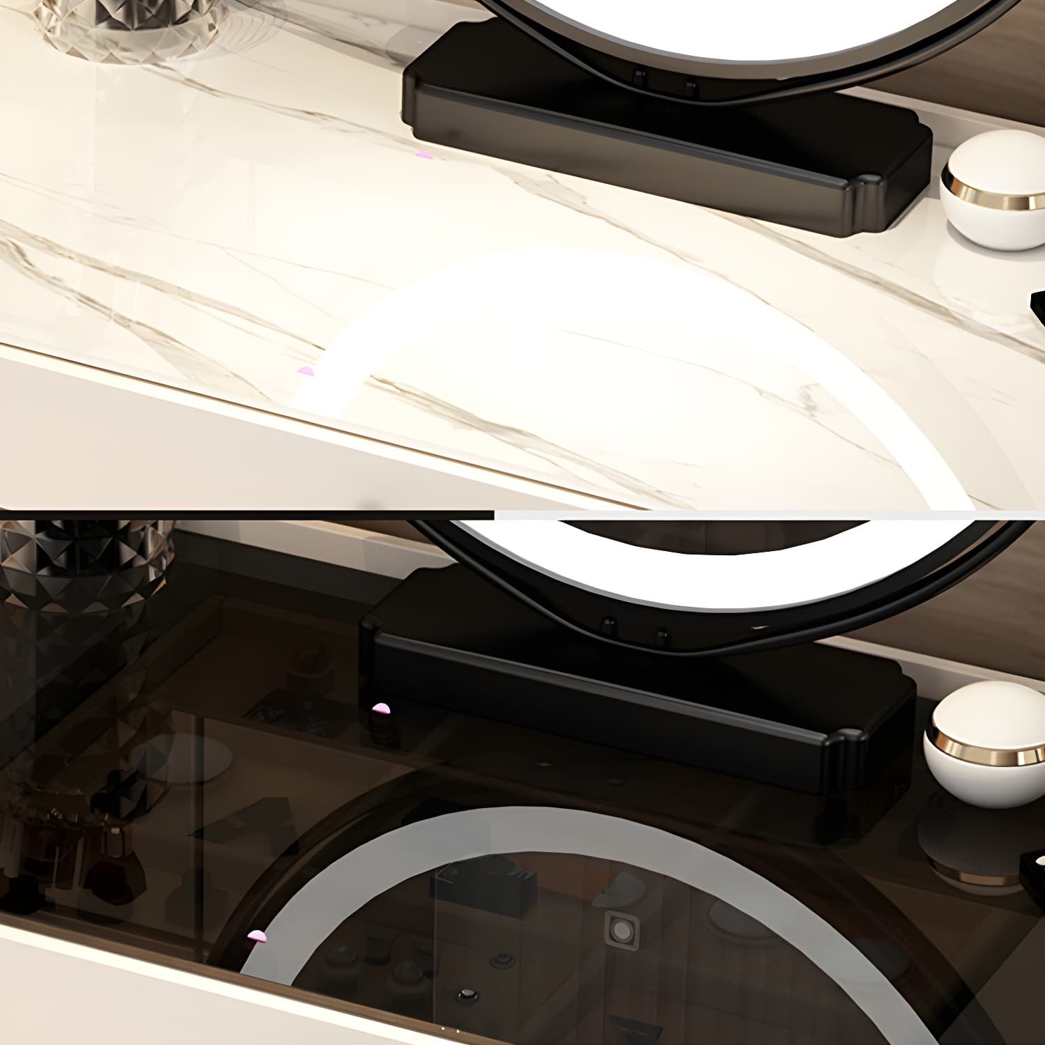 Contemporary Glass Vanity Dressing Table Bedroom Makeup Vanity Desk with Drawer - image 11