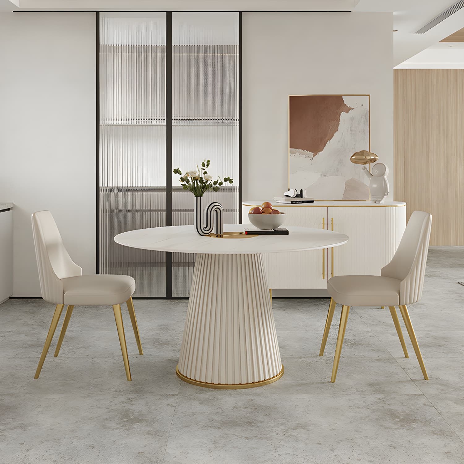 Modern Pedestal Table Steel Base Round Dining Table for Home Kitchen - image 6