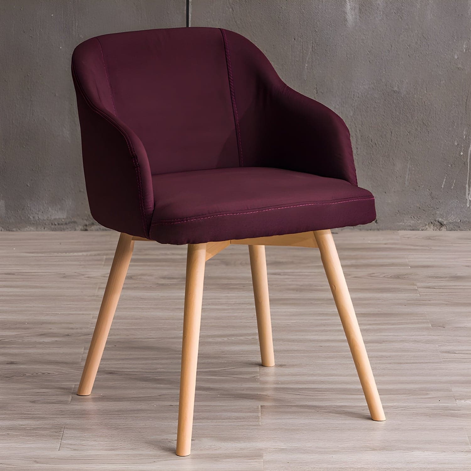 Scandinavian Beech Solid Back Arm Chair Fabric Dining Chair with Natural Legs - image 14