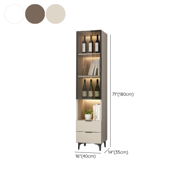 Rectangle Utility Cabinet with Locker, Glass Door, Pull Bars, White/Espresso/Off White Top, Soft Close Drawer, and Light - image 14