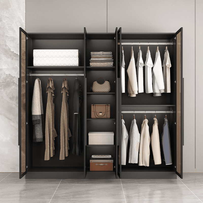 Ink-Colored Manufactured Wood Detached Wardrobe Closet with Soft Close Drawer, Door, Interior Shelves, and Clothing Rod - image 3