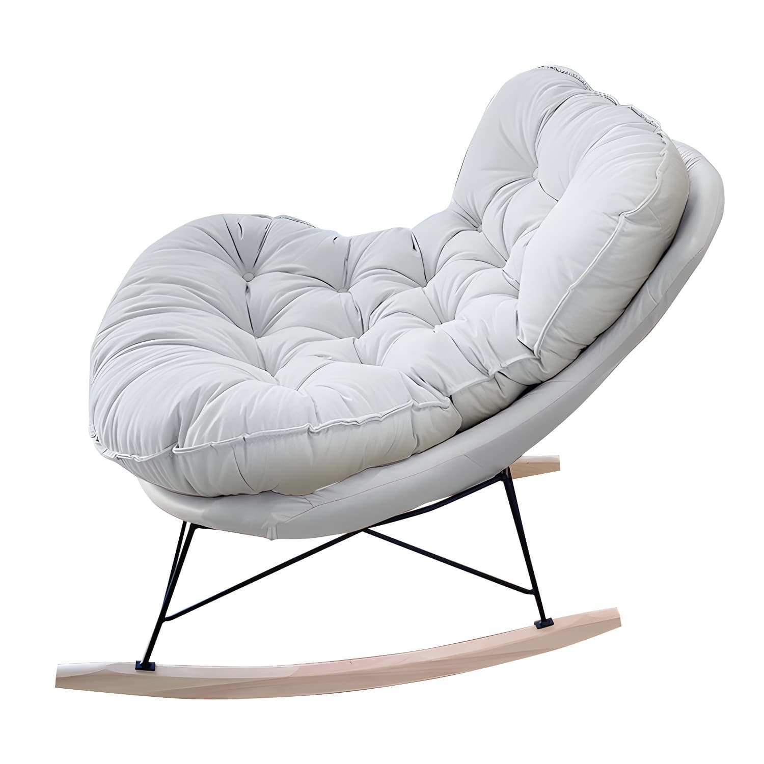 Modern Tufted Upholstered Rocking Chair with Natural Wood Legs - image 15