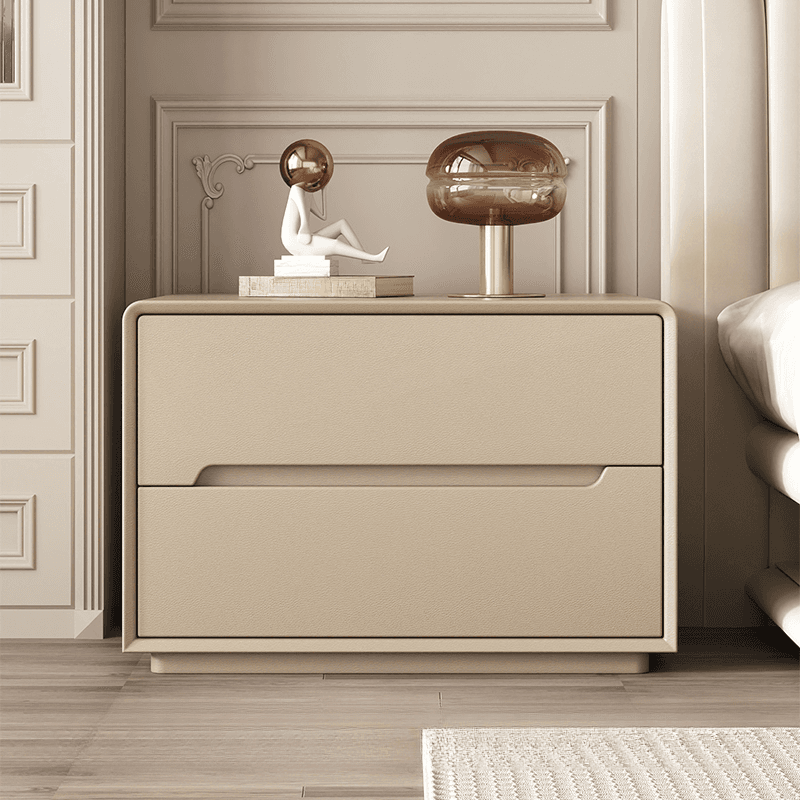 Trendy Drawer Storage Bedside Table with 2 Drawers and Vinyl Leather Countertop - image 4