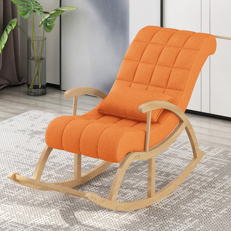 Modern Upholstered Rocking Chair with Removable Cushions - Stylish Pine Frame and Included Pillow - image 12