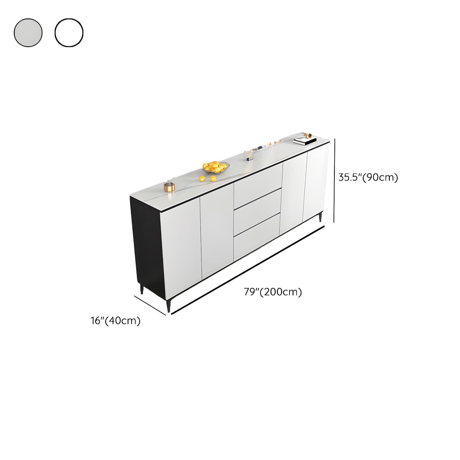White Wood Buffet Sideboard with Drawers and Cabinet Included - image 21