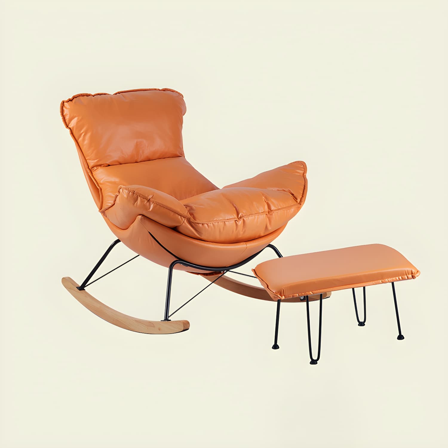 High Back Rocking Chair Ergonomic with Padded Seat Rocker Chair with Ottoman - image 23