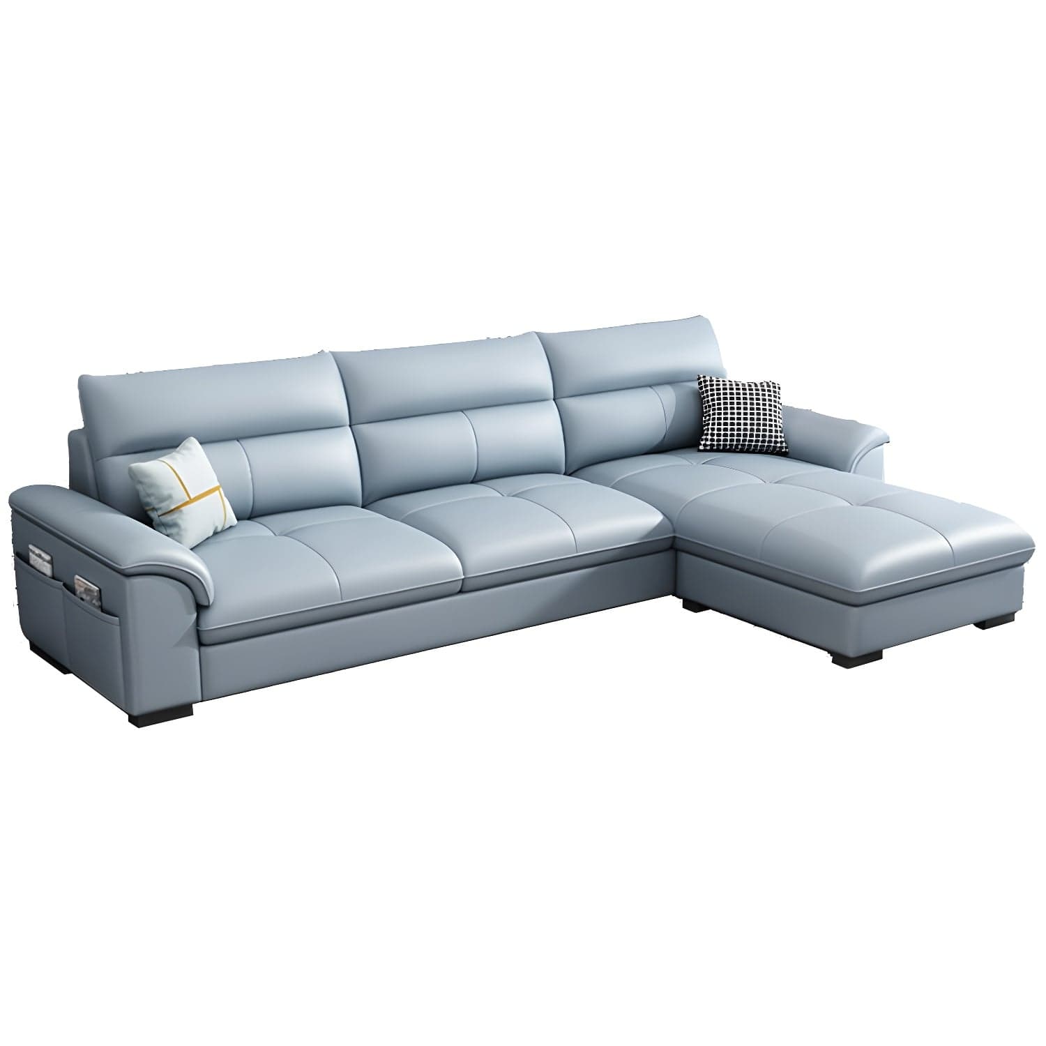 Modern Tech Cloth L-Shape Reversible Corner Sectional with Chaise in Black Pine Wood - image 12