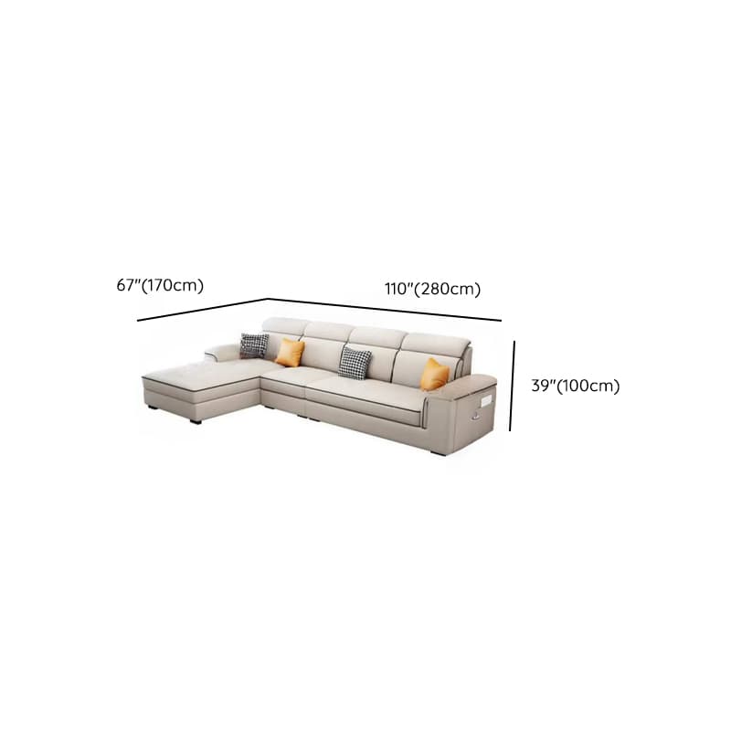 Casual L-Shape Stain Resistant Cream Sofa Recliner with Left/Right Hand Facing Square Arm and Chaise Component - image 11