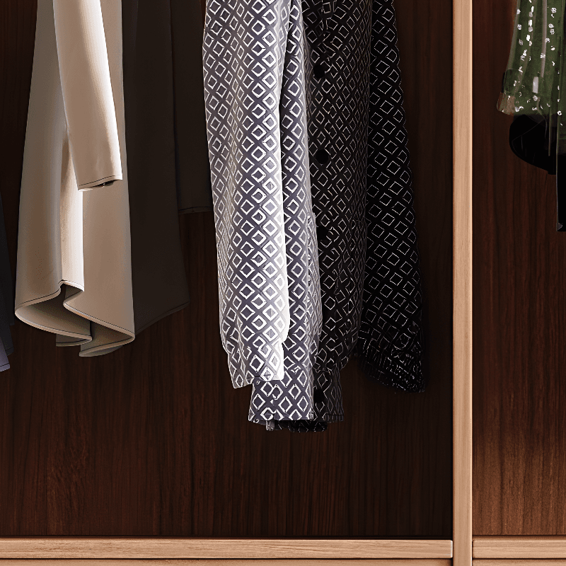 White Minimalist Manufactured Wood Wardrobe Closet with 3-Drawer, Soft Close Door, Interior Shelves, and Clothing Rod