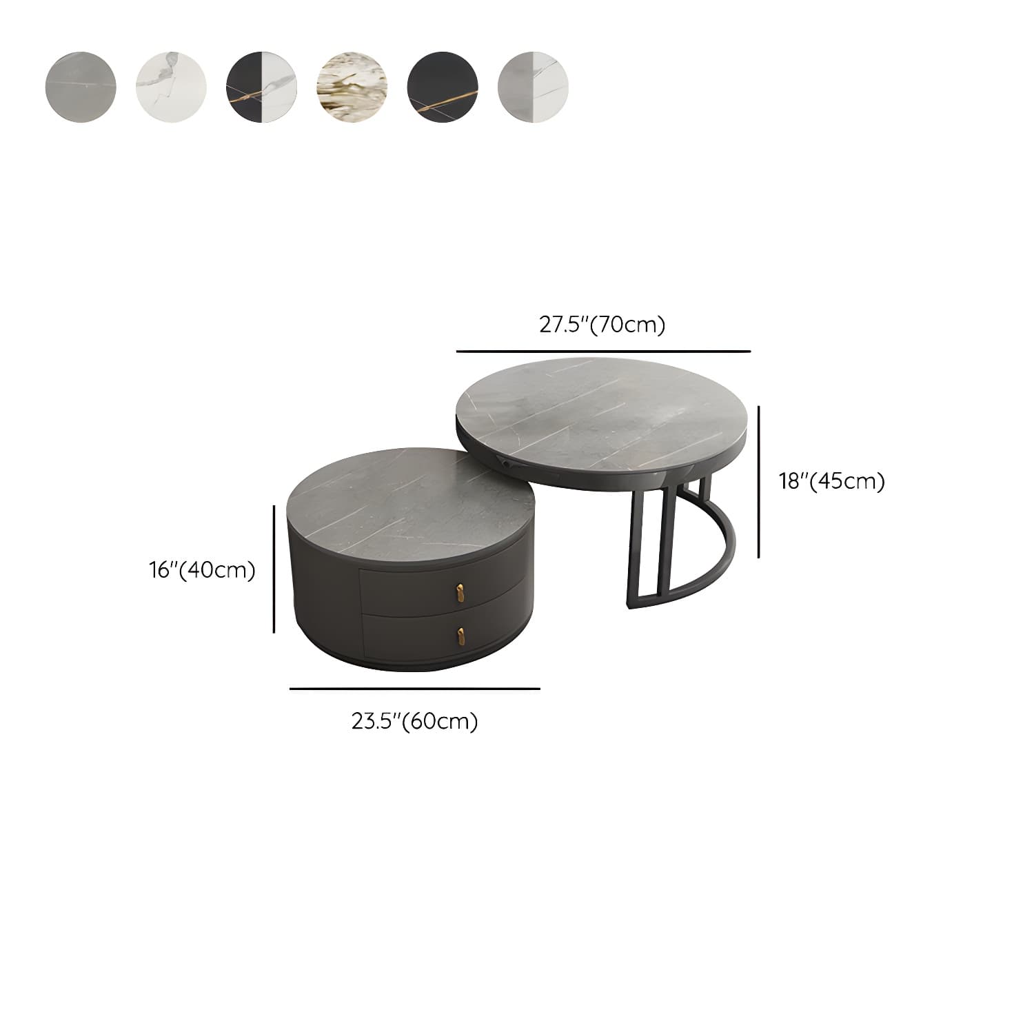 Round Tropical Coffee Table Storage 2 Nesting Coffee Table Set - image 20