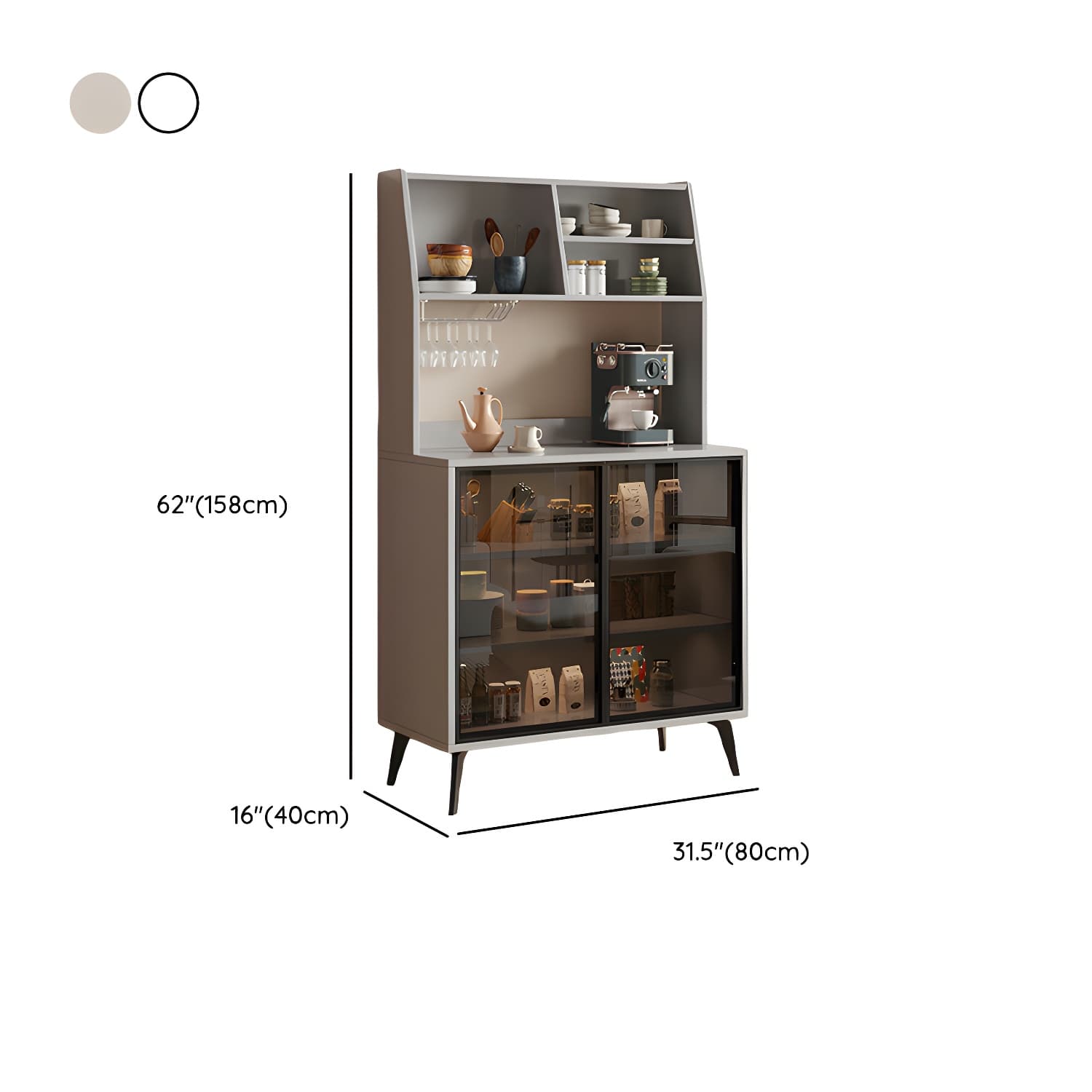 Glass Door Modern Wooden Kitchen Sideboard with Adjustable Shelving - image 17