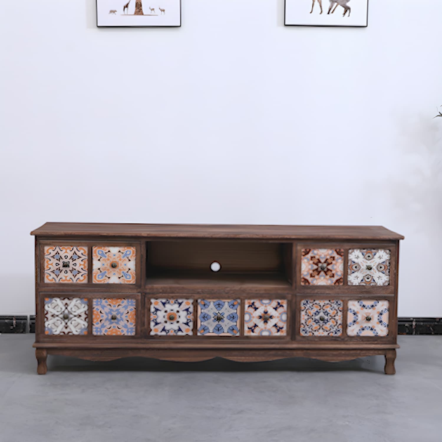 Mid-century Modern 22.83"H Solid Wood TV Media Console with Drawers - image 14