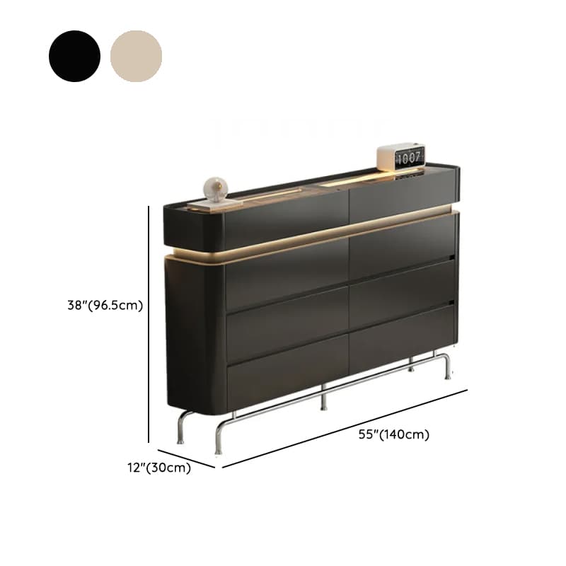 Minimalist Horizontal Console Dresser Illumination Light Timber 8 Drawers - image 20