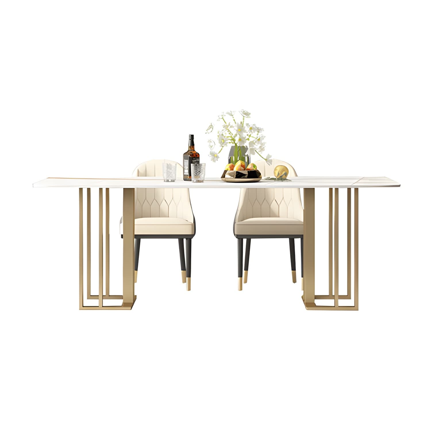 Traditional Luxury Dining Table White and Black Marble Rectangle Dining Table for Home - image 8