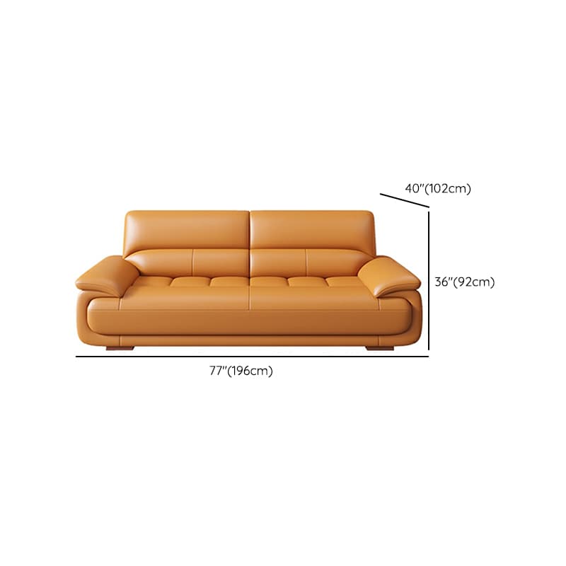 Modern Orange Genuine Leather Sectional Sofa with Wood Frame and Pillow Top Arms - image 16