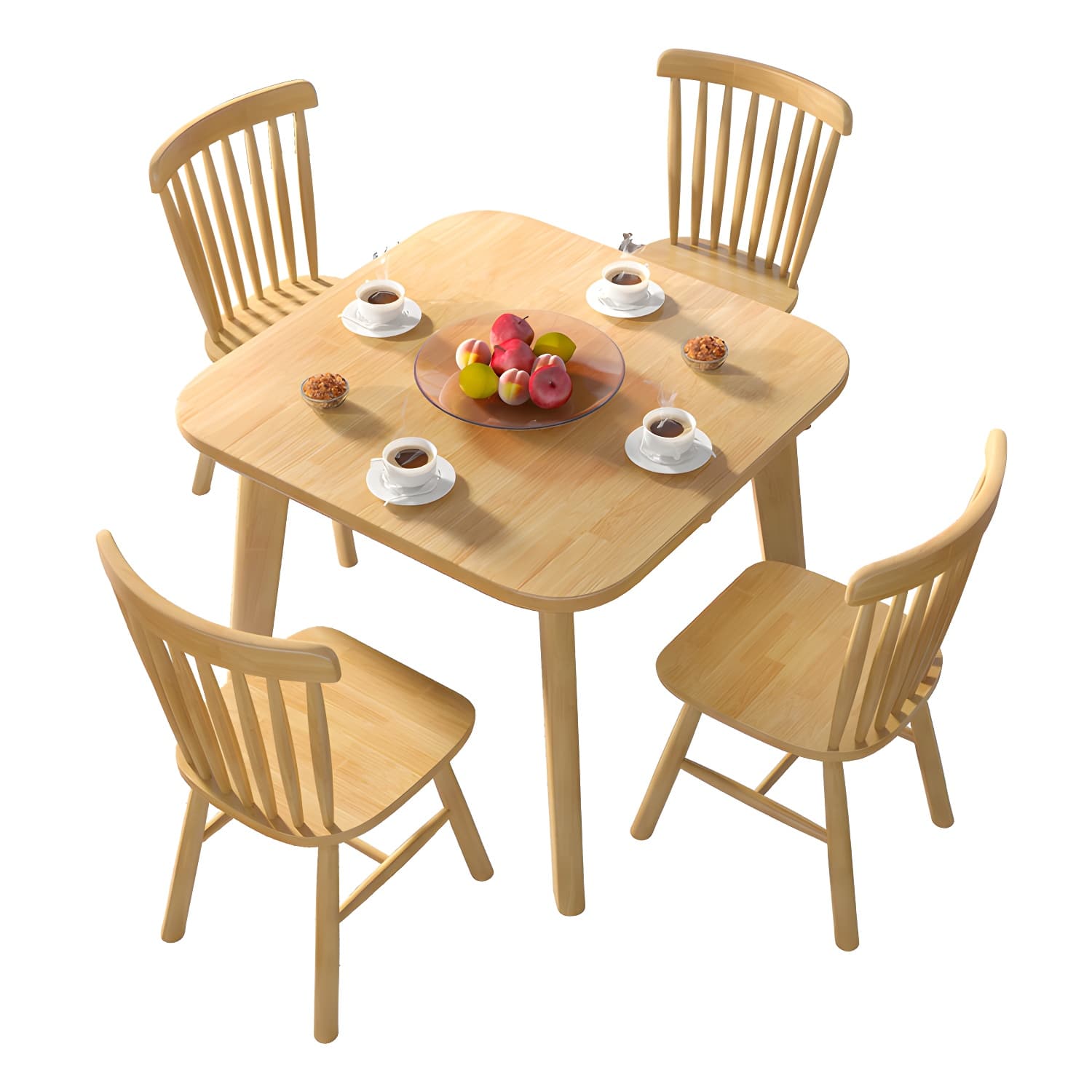 Scandinavian Natural Wood Square Kitchen & Dining Table with Legs - image 5