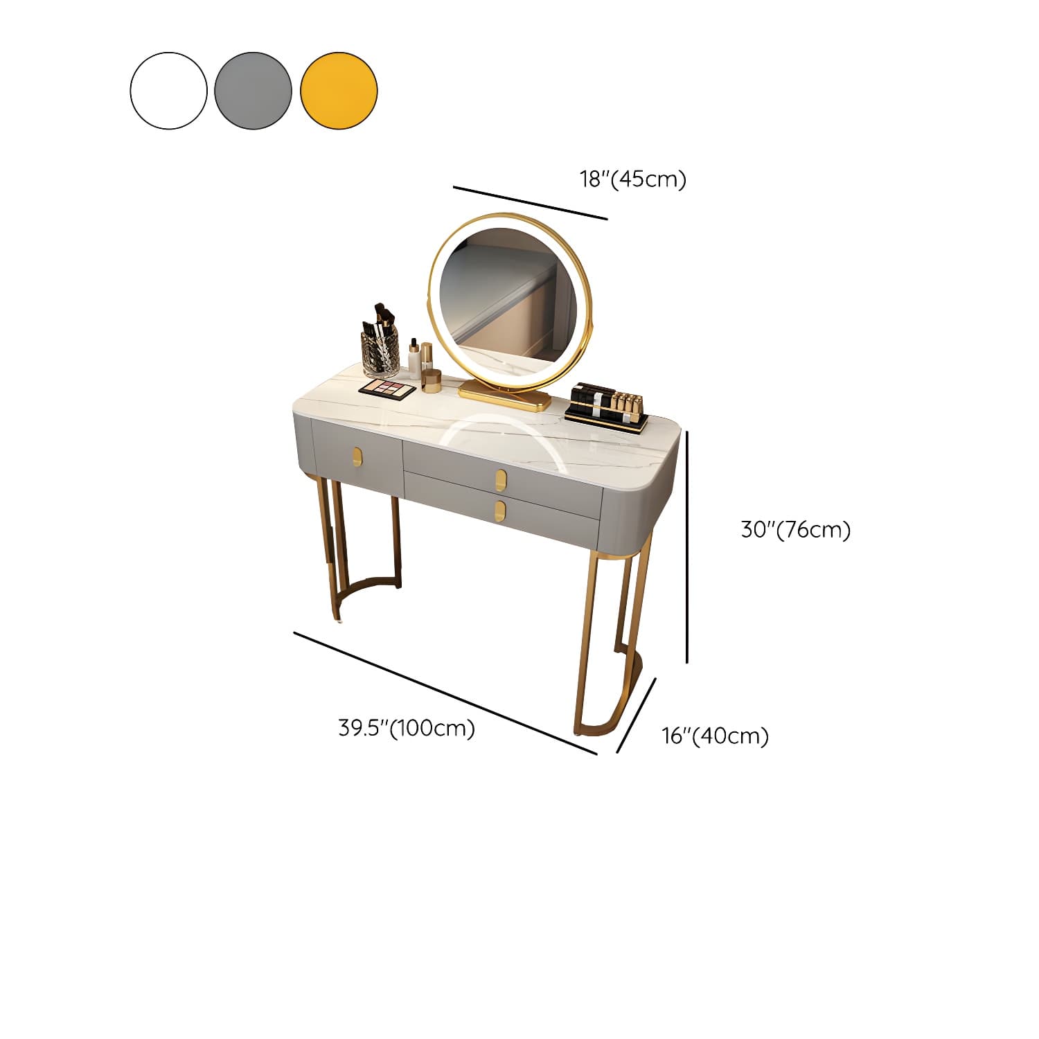Lighted Mirror Vanity Dressing Table Bedroom Makeup Vanity with Drawer - image 21