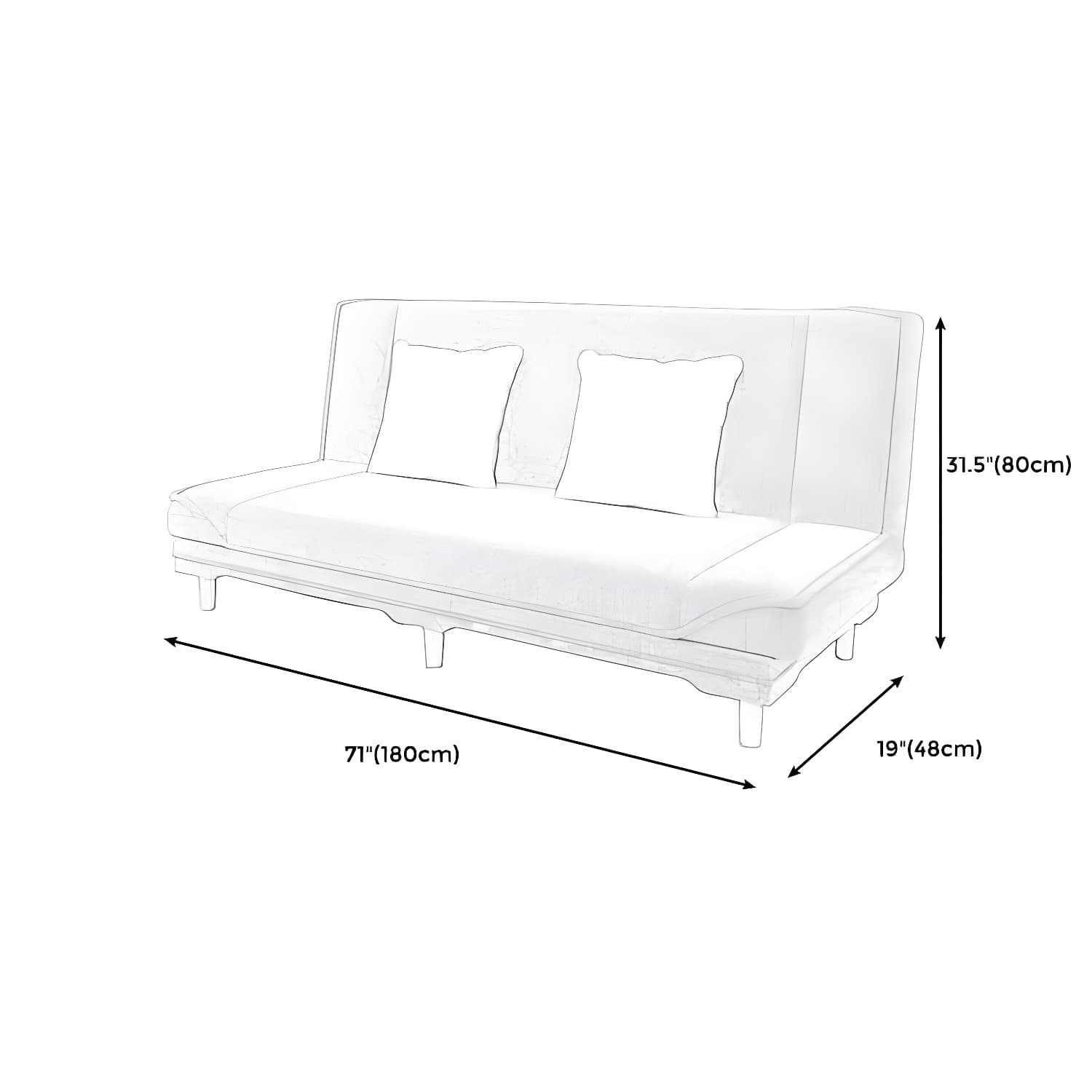 Convertible Armless Sofa 48"W Modern Sofa with Cotton Blend for Living Room - image 34