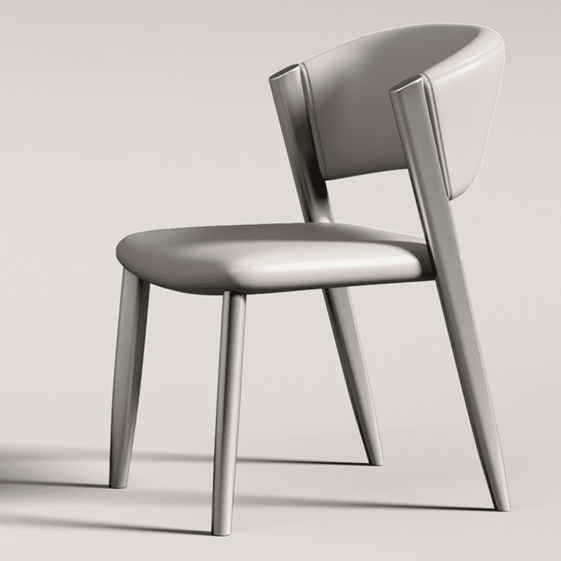 Modish Armless Chair with Exposed Back, Cushioned, Grey Steel Legs - image 8