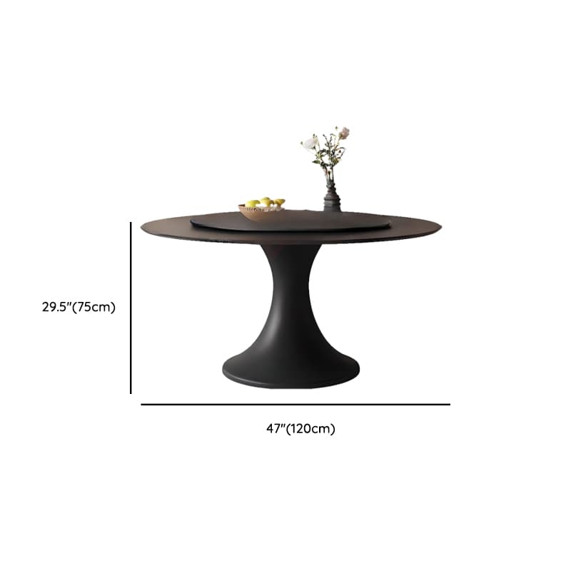 Circular Slate Dining Table Set with Stump Base, Back Seats for 6 or 4, in Espresso - image 5