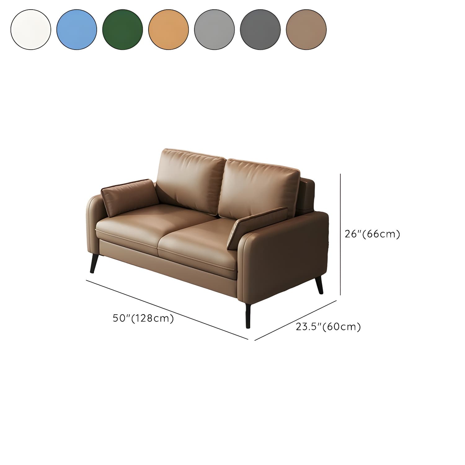 2-Seater Modern Cushioned Sofa with Bolster Pillows for Living Room - image 19