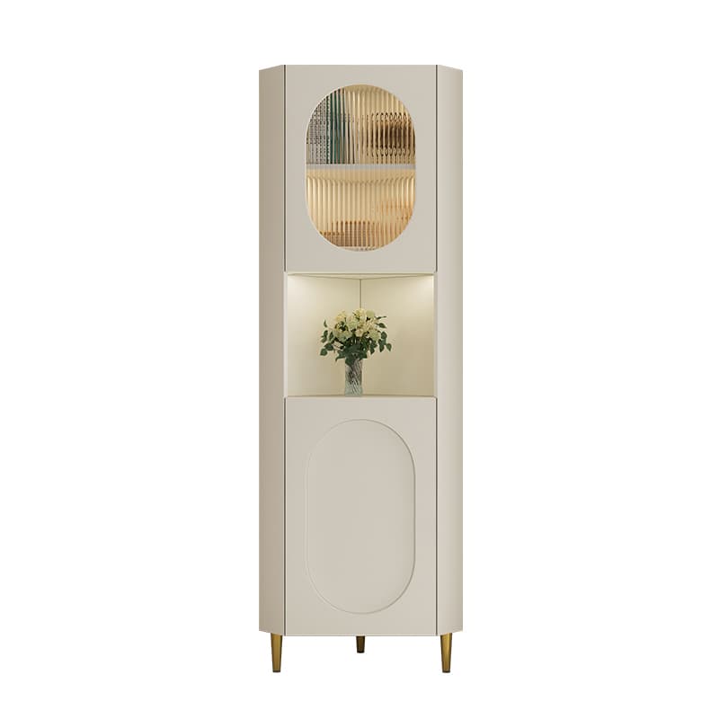 Modern Corner Accent Cabinet with Glass Doors and Exterior Shelving - image 5