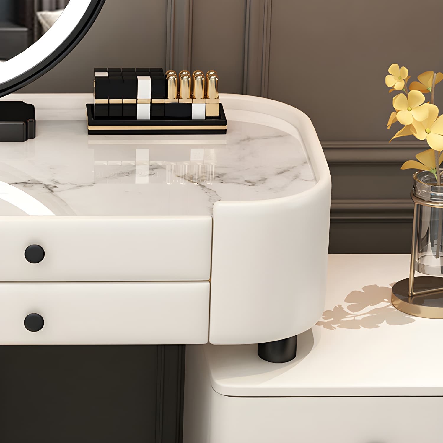 5-Drawers Vanity Desk Modern Stone Top Vanity Dressing Table - image 13