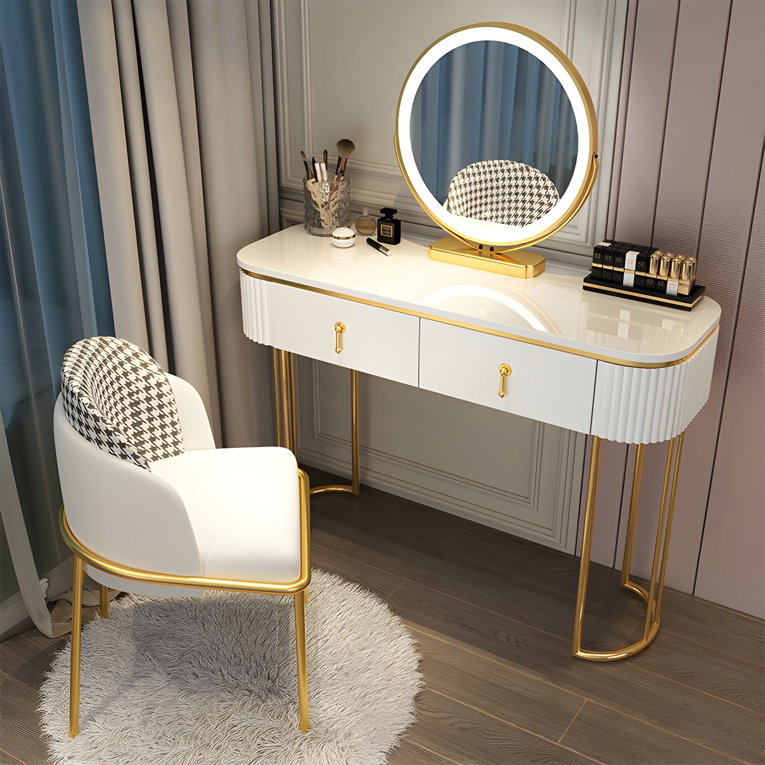 Glam Bedroom Vanity Dressing Table Wood Vanity Dressing Table Set - image 3