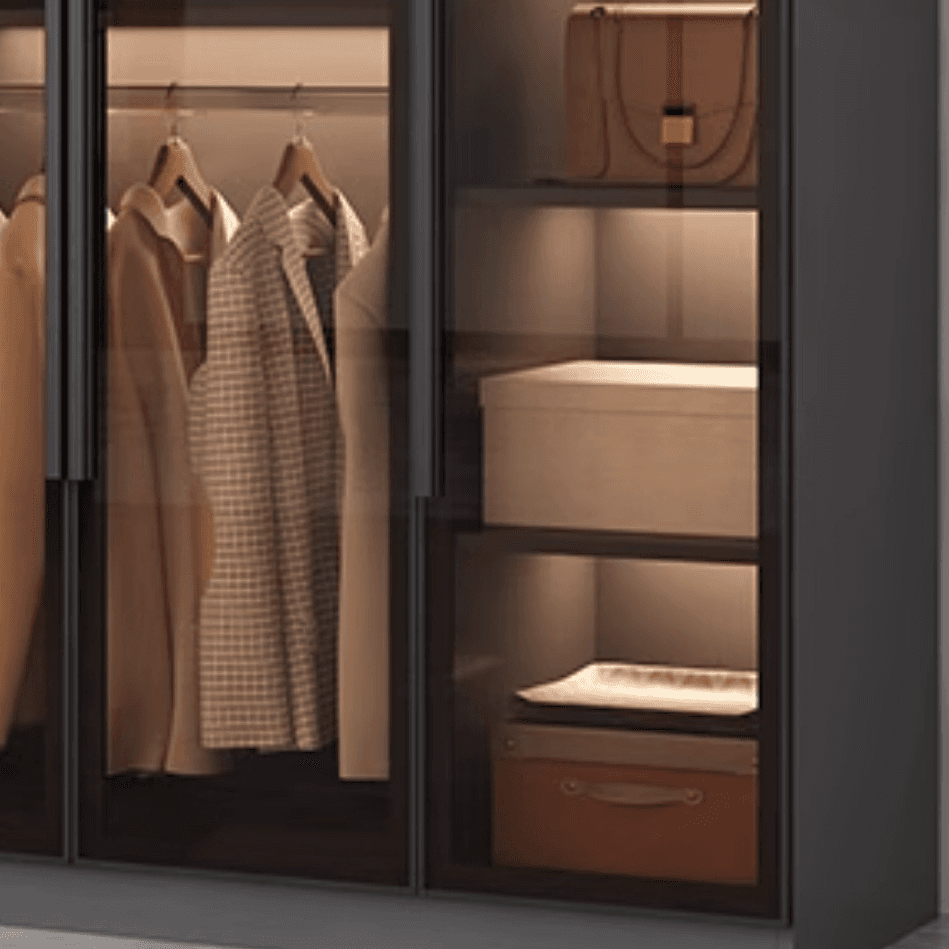 Ink-Colored Manufactured Wood Detached Wardrobe Closet with Soft Close Drawer, Door, Interior Shelves, and Clothing Rod - image 9
